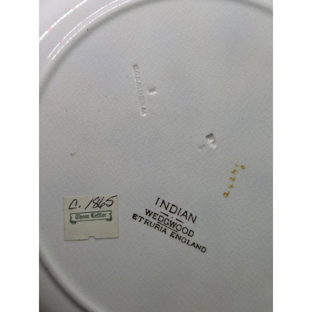 Antique Wedgwood Indian Plate Orange Hand Painted 10.5